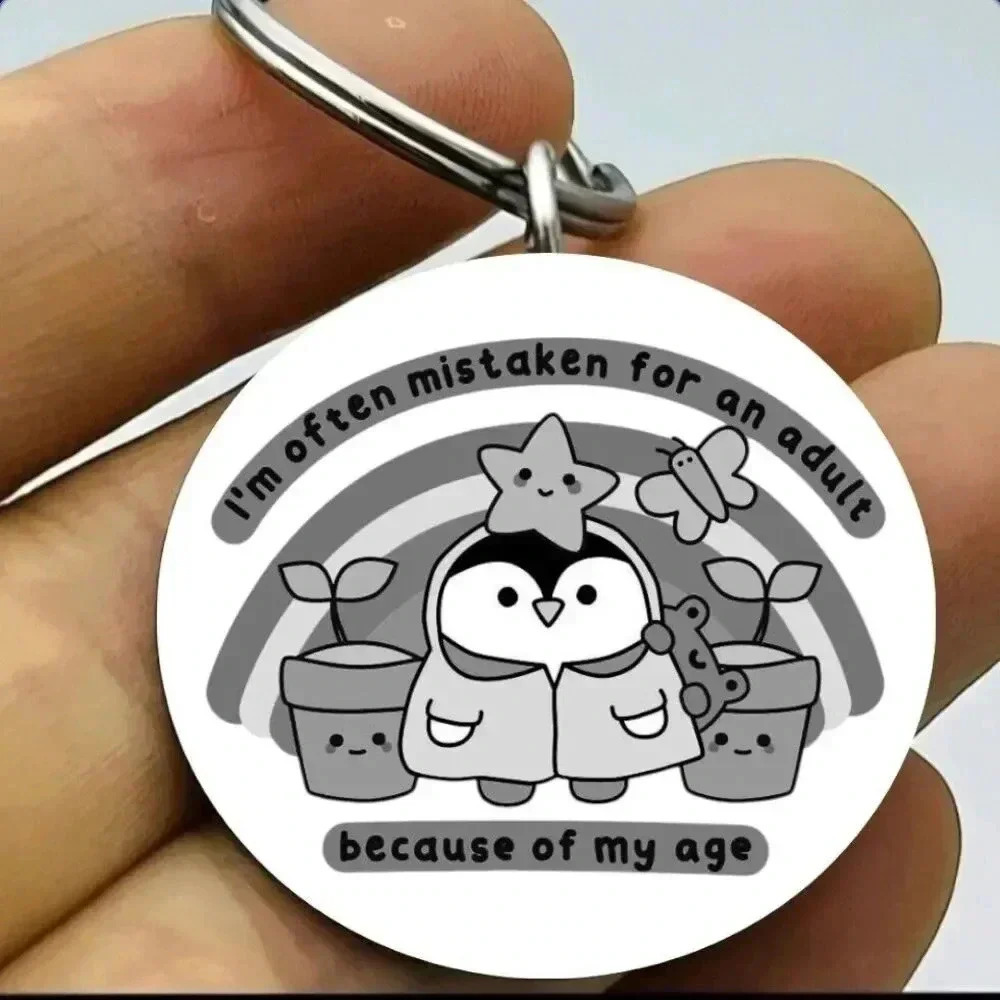Baby Penguin Flower Plant Art Funnh Cute Keychain
